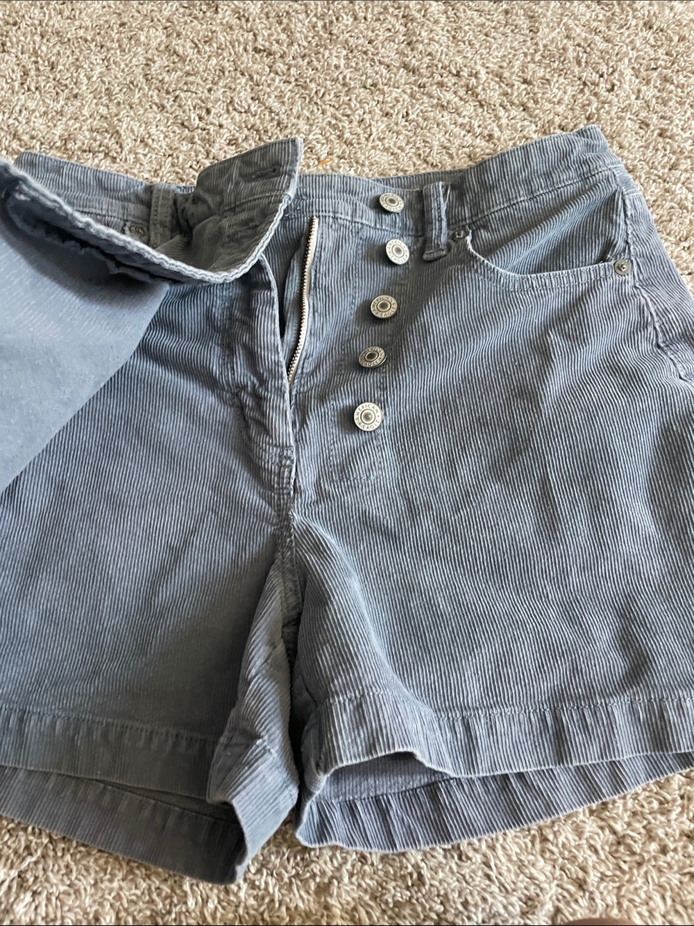 American Eagle Outfitters Gray High-Rise Button-Front Jean Shorts - Picture 2 of 4